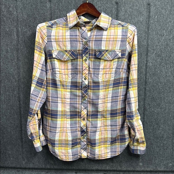 Columbia Yellow and Blue Casual Button Down Shirt - Picture 1 of 4